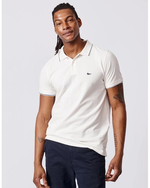 aubi White Percy Tipped Polo for men