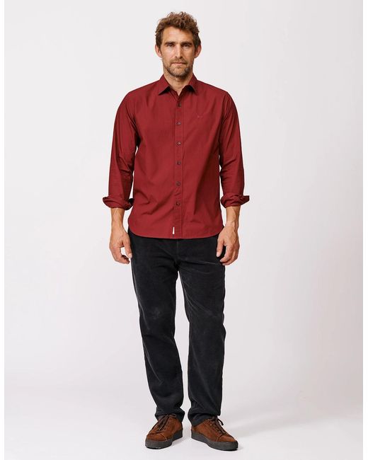 aubi Red Chase Poplin Shirt for men