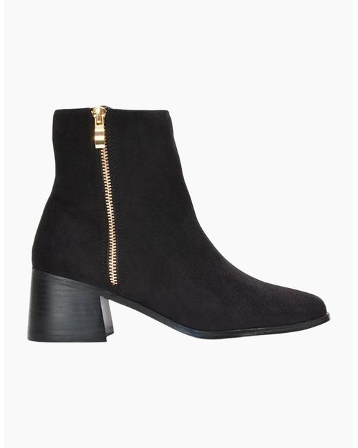 XY London Black Ladies Willow Square Toe Ankle Boots