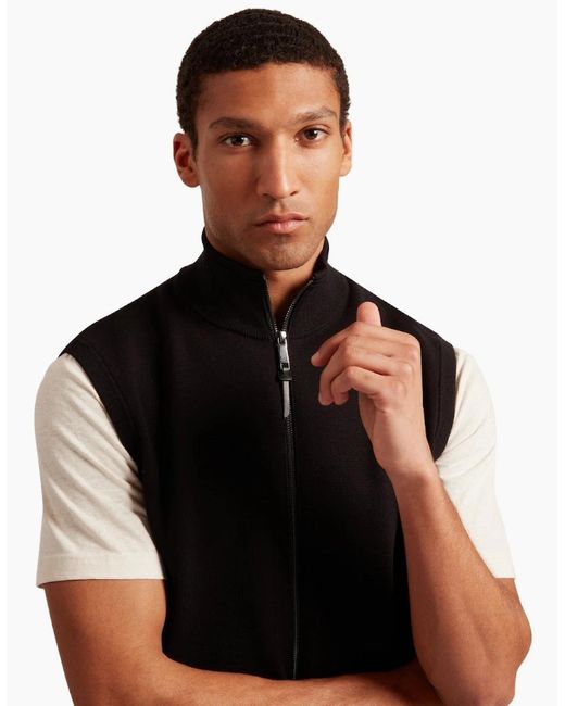 Ted Baker Black Terince Zip Through Funnel Neck Gilet for men