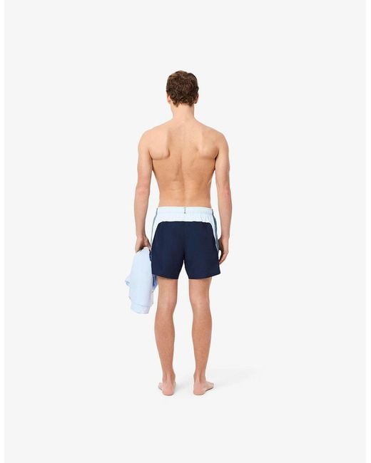 Lacoste Blue Colour-Block Swim Trunks for men