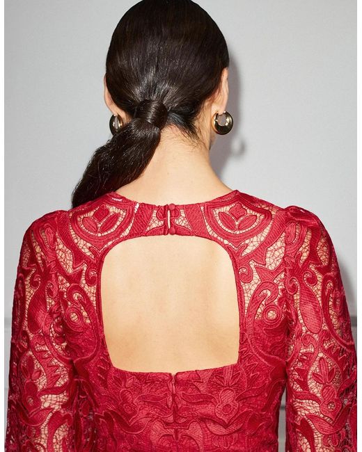 Ro&zo Red Kendall Lace Open Back Dress