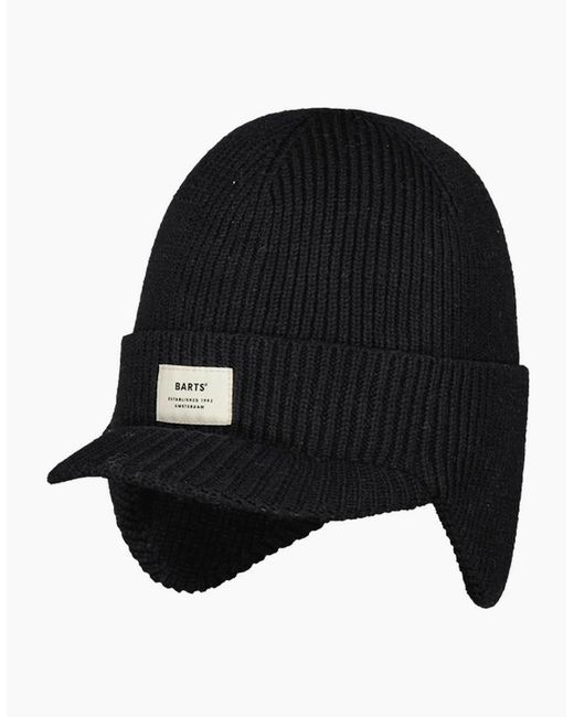 Barts Black Coedy Knitted Beanie Hat With Earflaps for men