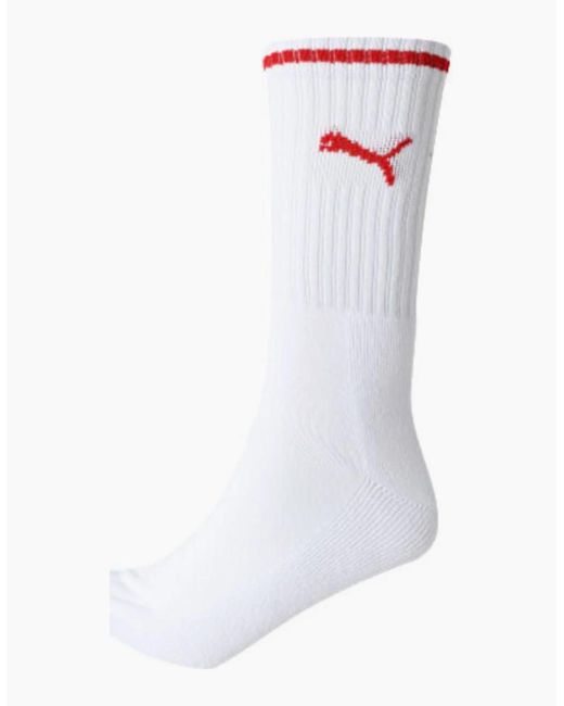 PUMA White 3-Pack Stripe Sports Socks, W for men
