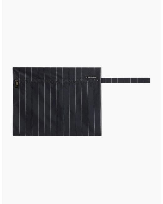 Dolce & Gabbana Gray Paparazzi Logo-Patch Pinstripe Swim Shorts