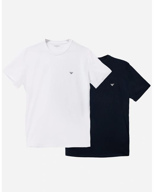 Emporio Armani Blue 2-Pack Crew Neck T-Shirts With Eagle Logo for men