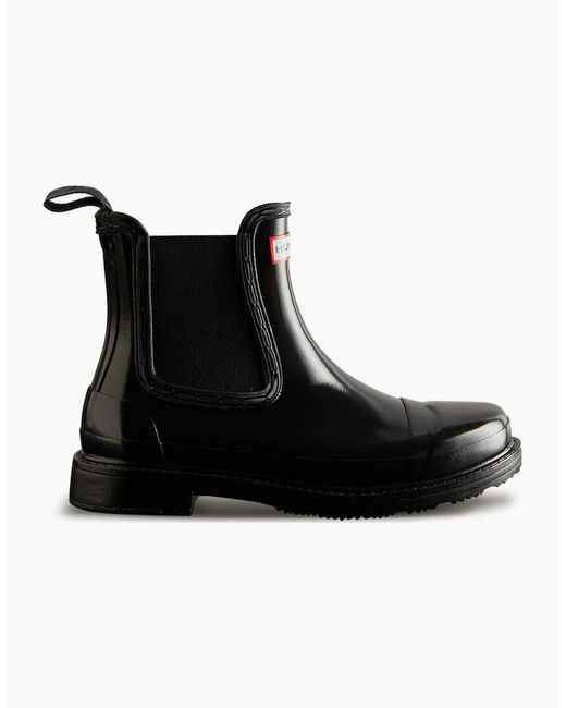 Hunter Black Commando Gloss Chelsea Boot Wellingtons