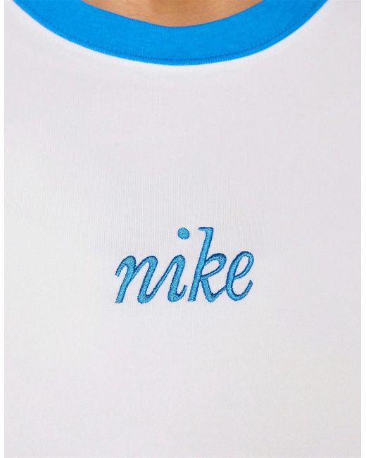 Nike White Crew Neck Lettering Slim Fit Short Sleeve T-Shirt