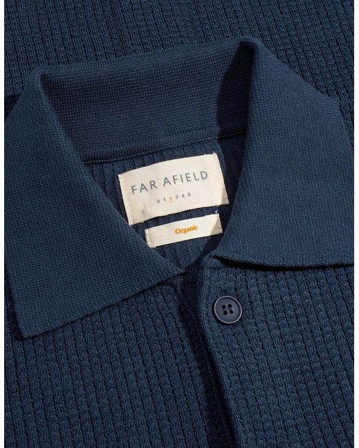 Far Afield Blue Heitor Knitted Short Sleeve Shirt for men