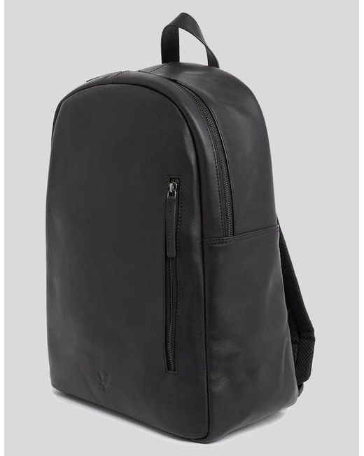 Lyle & Scott Black Leather Backpack for men