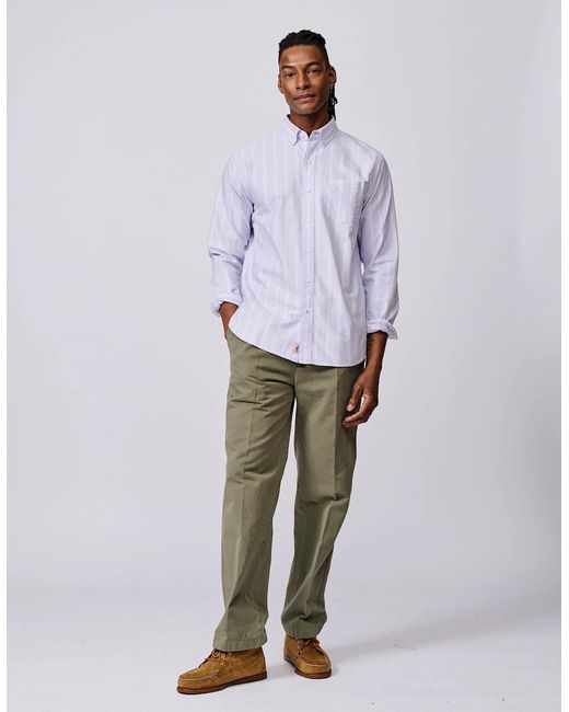 aubi Purple Aldridge Oxford Button Down Shirt for men