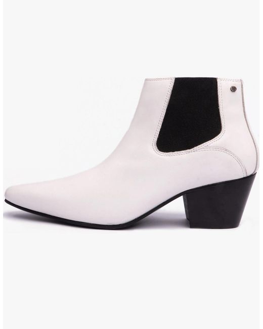 Club Cubano White Mccartney Cuban Heel Boots Leather for men