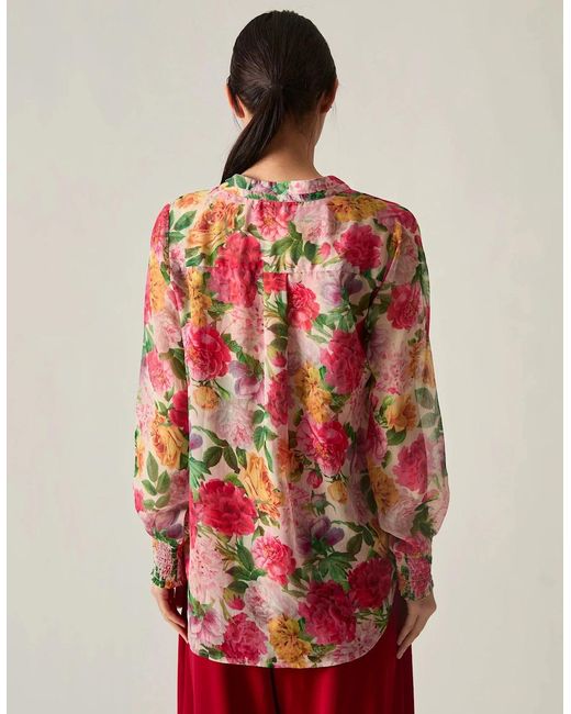 James Lakeland Red Botanical Floral Print Blouse