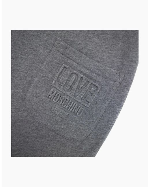 Love Moschino Gray Back Pocket Embossed Logo Tracksuit Pants Dark B922 for men