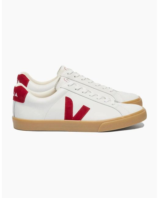 Veja Pink Esplar Logo Leather Trainer White_Pepper_Natural for men