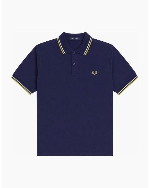 Fred Perry Blue Twin Tipped Polo Shirt French/Dusky/Citron for men