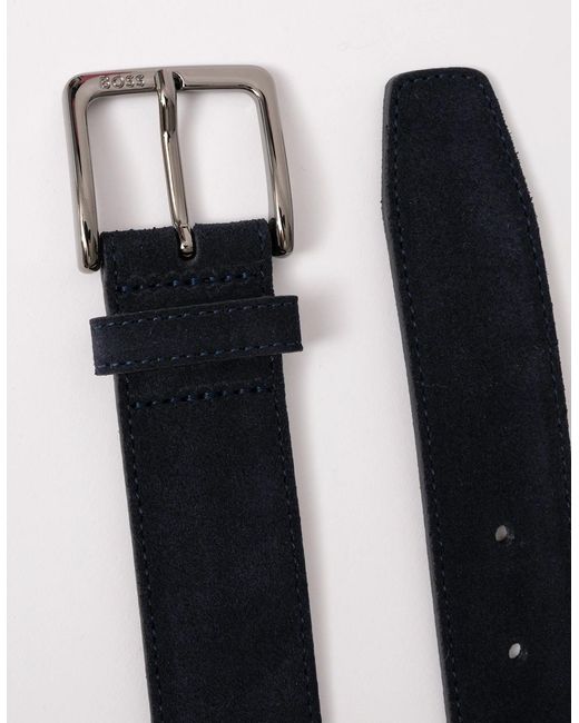 Boss Black Boss Ronnie Suede Belt With Logo-Engraved Gunmetal Buckle for men