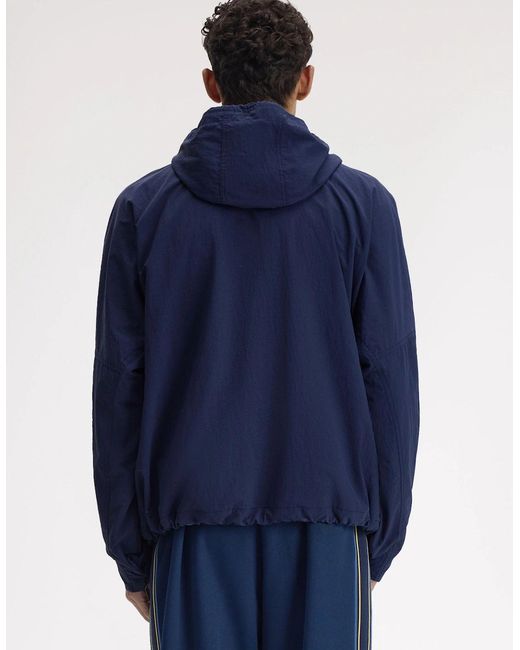 Fred Perry Blue J2323 Cropped Ripstop Parka for men