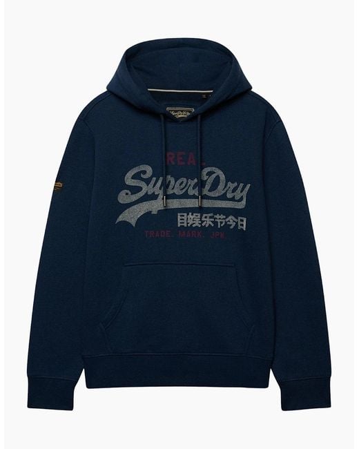Superdry Blue Vintage Logo Heritage Relaxed Hoodie for men