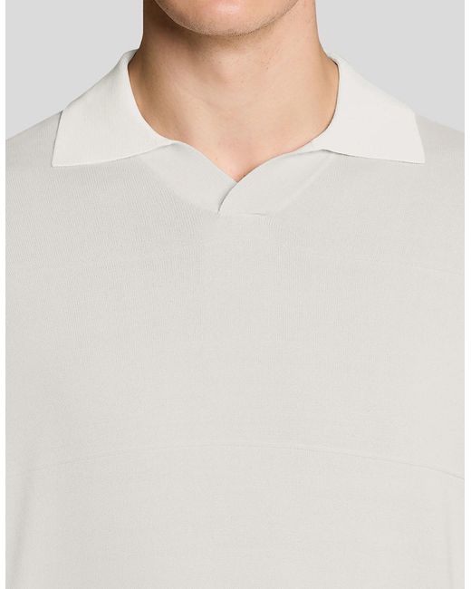 Lyle & Scott White Open Collar Fine Knitted Polo Shirt for men