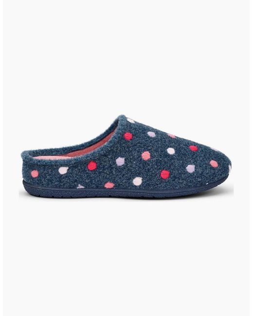 Hotter Blue Dotty Slippers