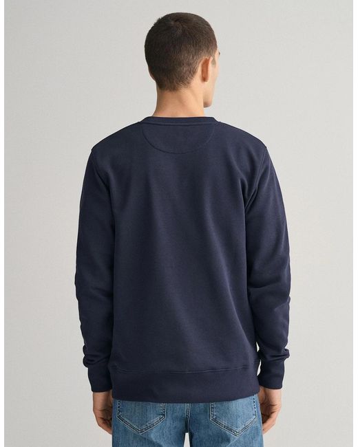 Gant Blue Regular Fit Shield Logo Crew Neck Sweatshirt for men