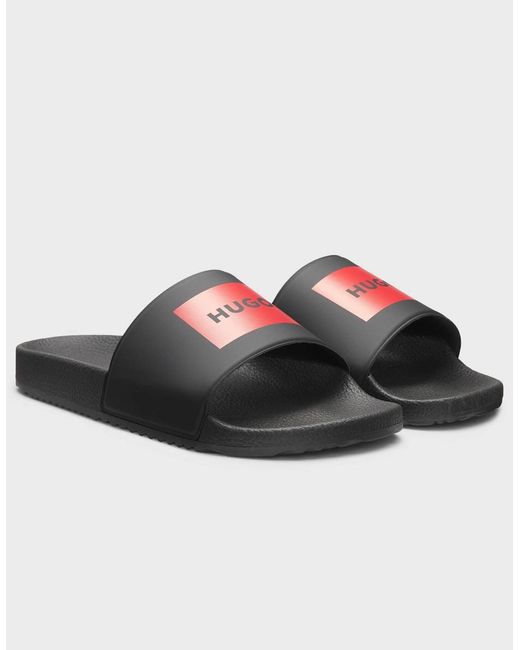 Boss Black Hugo Timein Slides With Logo Strap for men