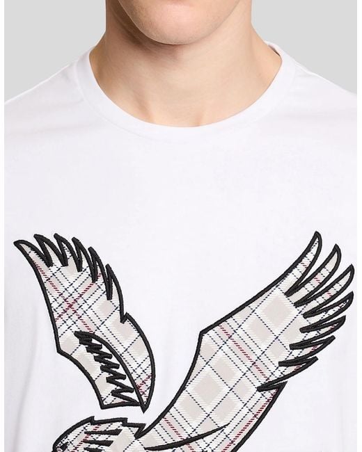 Lyle & Scott White Check Eagle Cotton T-Shirt for men