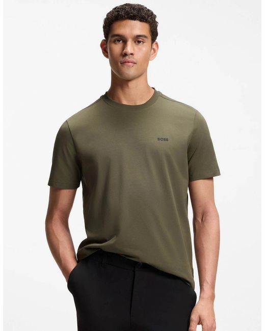 Boss Green Boss Tee Stretch Cotton T-Shirt With Contrast Logo for men