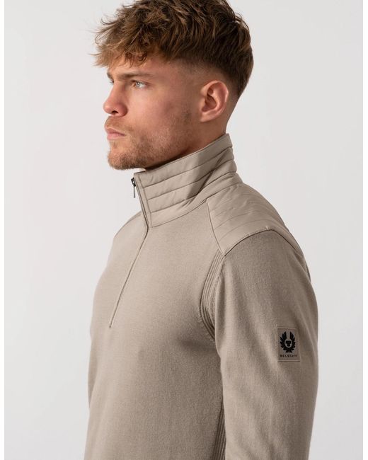 Belstaff Gray Kilmington Merino Wool Quarter Zip Jumper for men