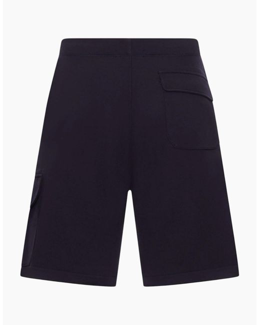 C P Company Blue C.P. Company Diagonal Raised Embroidered Logo Shorts for men