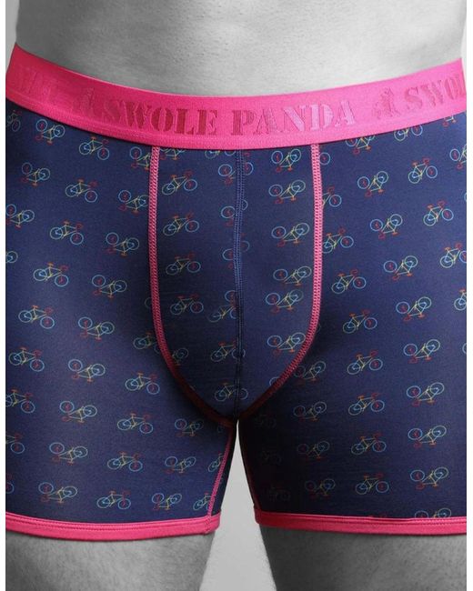 Swole Panda Blue Bicycles Bamboo Boxer Brief for men