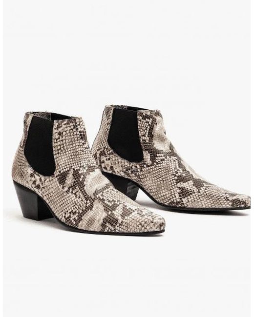 Club Cubano Black Mccartney Leather Winklepicker Cuban Heel Boots Python for men