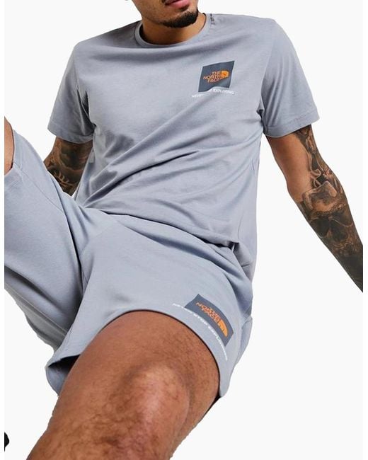 The North Face Blue Small Box Co Ords Set Shorts Short Sleeve T Shirts for men