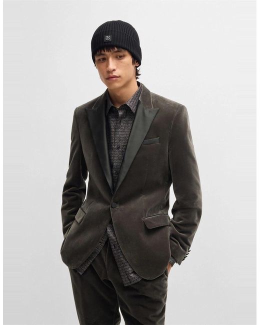 Boss Black Regular Fit Solid Patterned Blazer for men