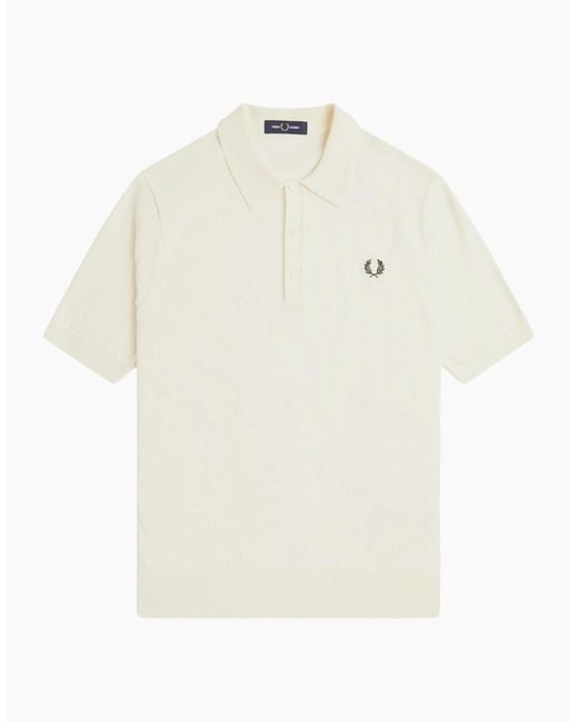 Fred Perry White Cotton Knitted Polo Shirt for men