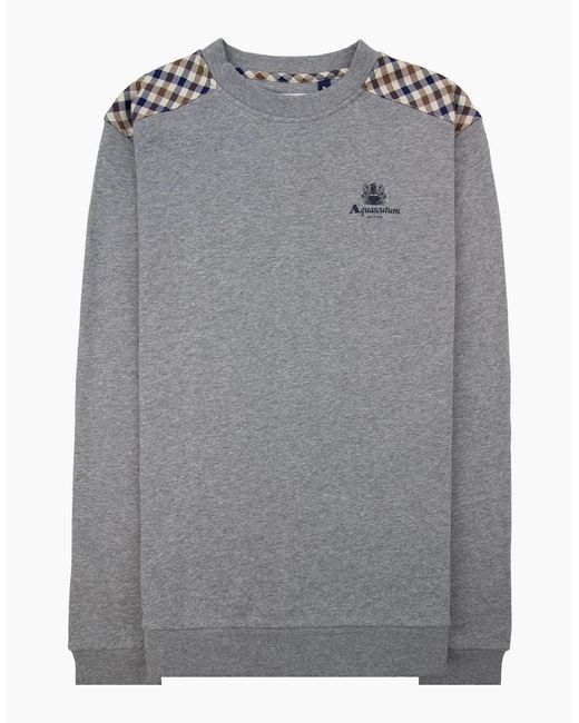 Aquascutum Gray Cc Shoulder Crewneck Fleece Dark Melange 53 for men