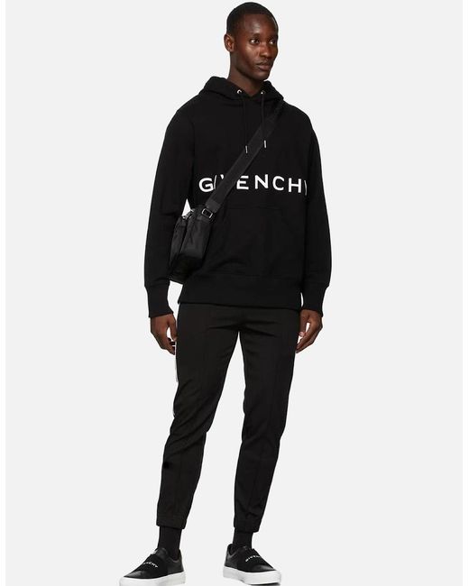 Givenchy Black 4G Logo Embroidered Hooded Sweatshirt for men