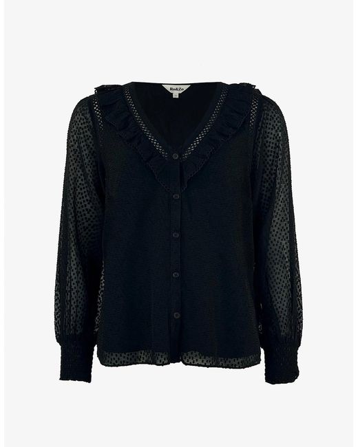 Ro&zo Black Dobby Trim Insert Blouse