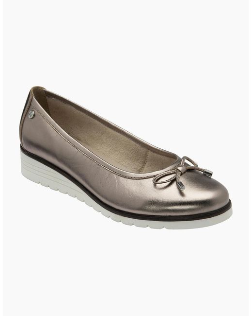 Lotus White Fernanda Low Wedge Ballerina Pumps