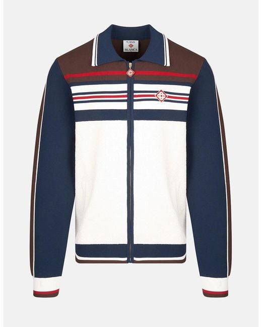 Casablanca Blue Cafe Stripe Zip Up Jacket for men