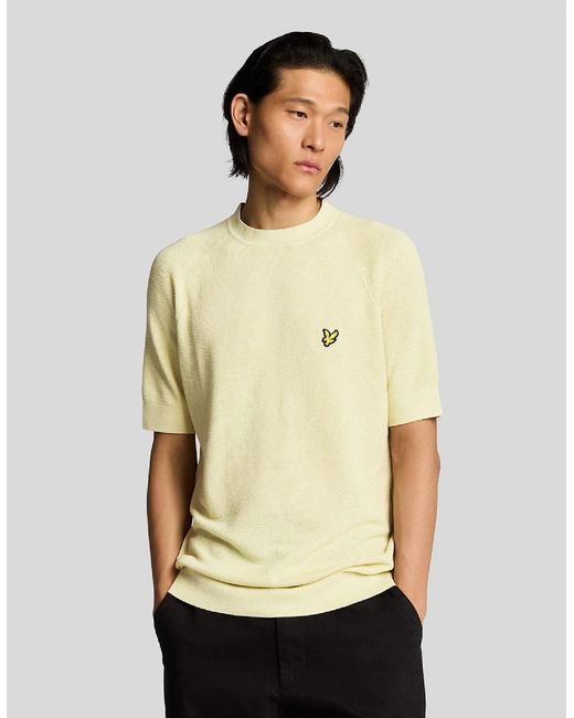 Lyle & Scott Natural Linen Blend Knitted T-Shirt for men