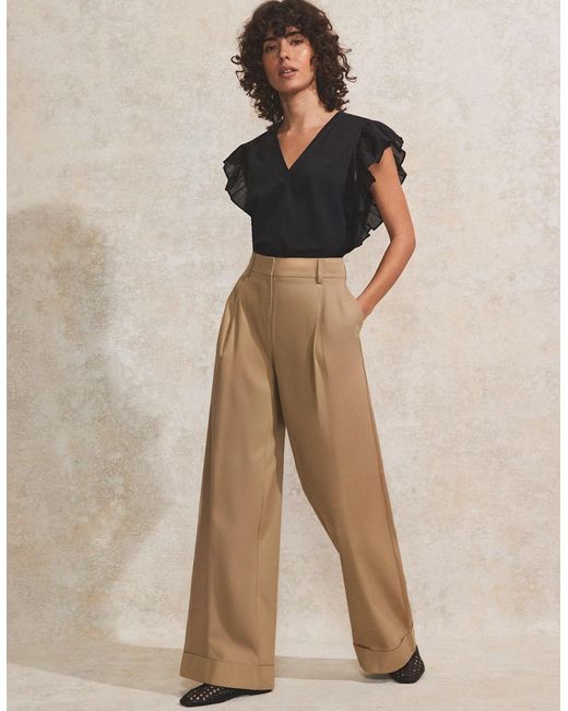 Ro&zo Natural High-Waist Turn-Up Cotton Trousers