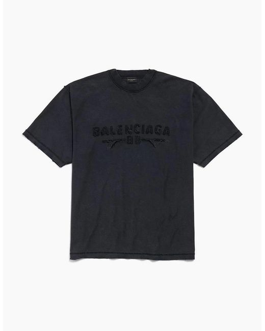 Balenciaga Blue Logo Patch Inside-Out T-Shirt for men