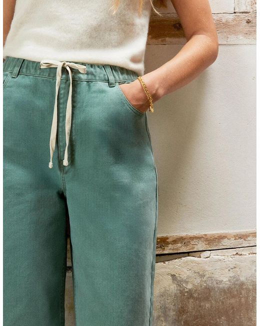 Ro&zo Green Sage Drawstring-Waist Barrel-Leg Jeans