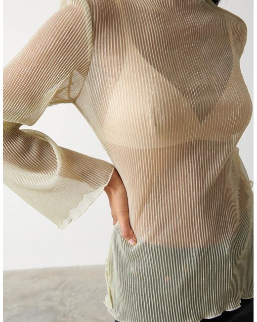 Pretty Lavish Natural Fraser Sheer Plisse Top