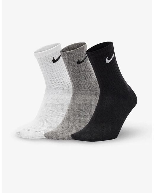 Nike Black Everyday Dri Fit Crew Socks 3 Pack