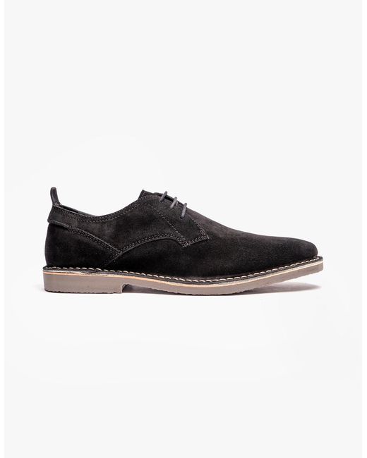 Popps Black Jonas Suede Desert Shoes for men