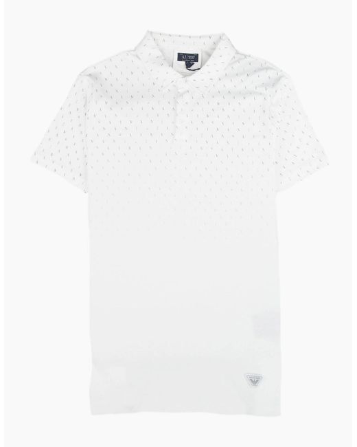 Armani Jeans White Letter Logo Short Sleeve Polo Shirt for men