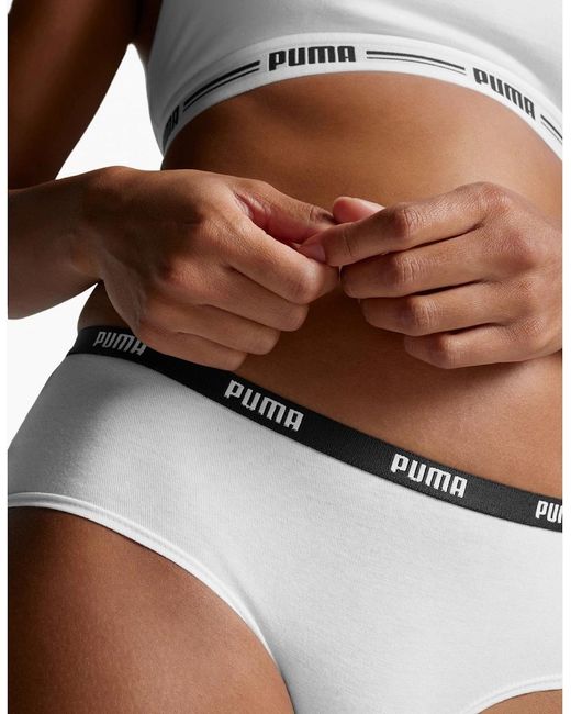 PUMA White 2-Pack Classic Logo Low-Rise Hipster Briefs